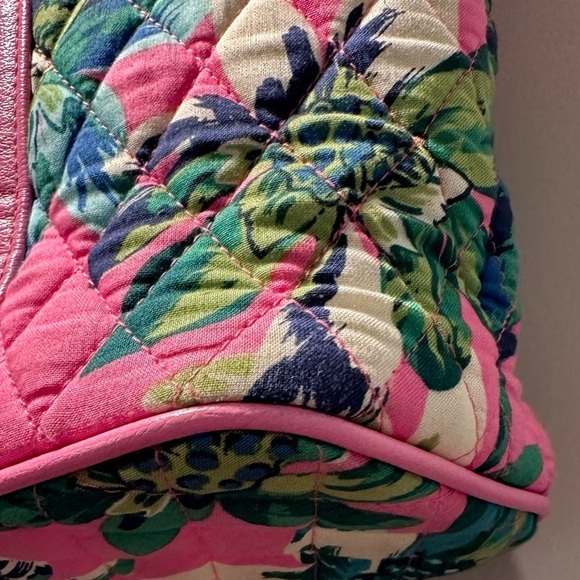 Vera Bradley Small Trimmed Vera Bag in Tropical Paradise _ Pink Teal Palm Trees - Picture 9 of 15